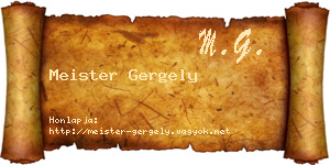 Meister Gergely névjegykártya
